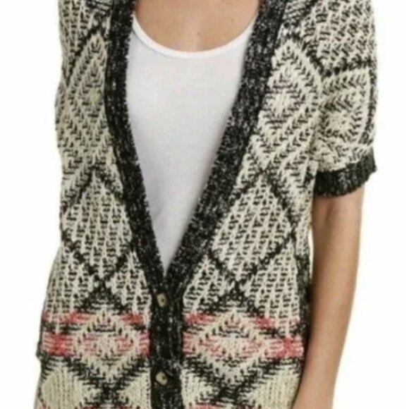 Carol Anderson by Invitation  Chic Black and Cream Patterned Cardigan - Picture 1 of 6